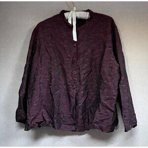 Stampa Collezione Wool Blend Jacquard Shirt Womens XL Burgundy Long Sleeve
